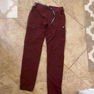 FIGS Yola Skinny Scrub Pants- Burgundy